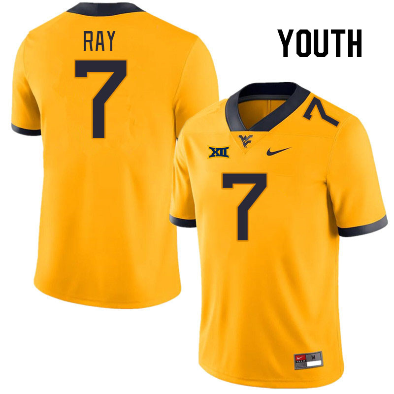 Youth #7 Traylon Ray West Virginia Mountaineers College Football Jerseys Stitched Sale-Gold - Click Image to Close